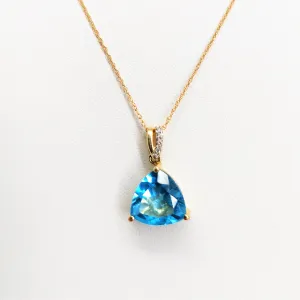 "Simply Caribbean" Pendant Necklace - Blue Topaz, Diamonds, 14k Gold