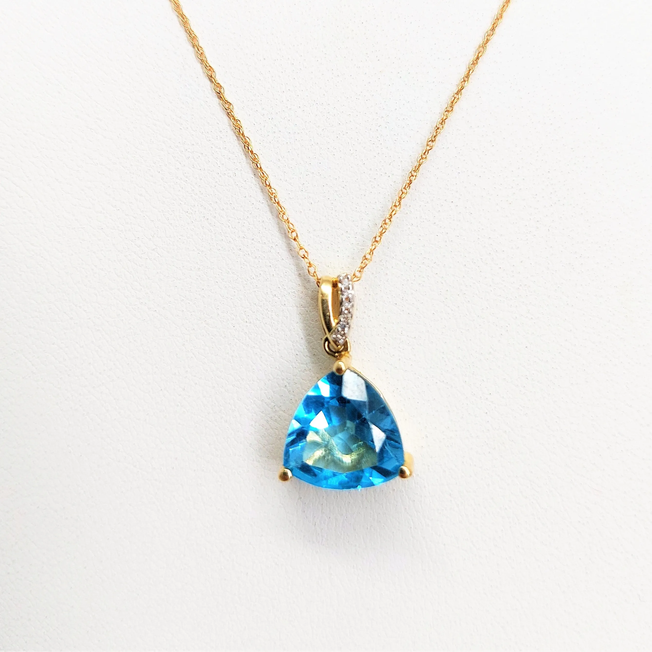 "Simply Caribbean" Pendant Necklace - Blue Topaz, Diamonds, 14k Gold