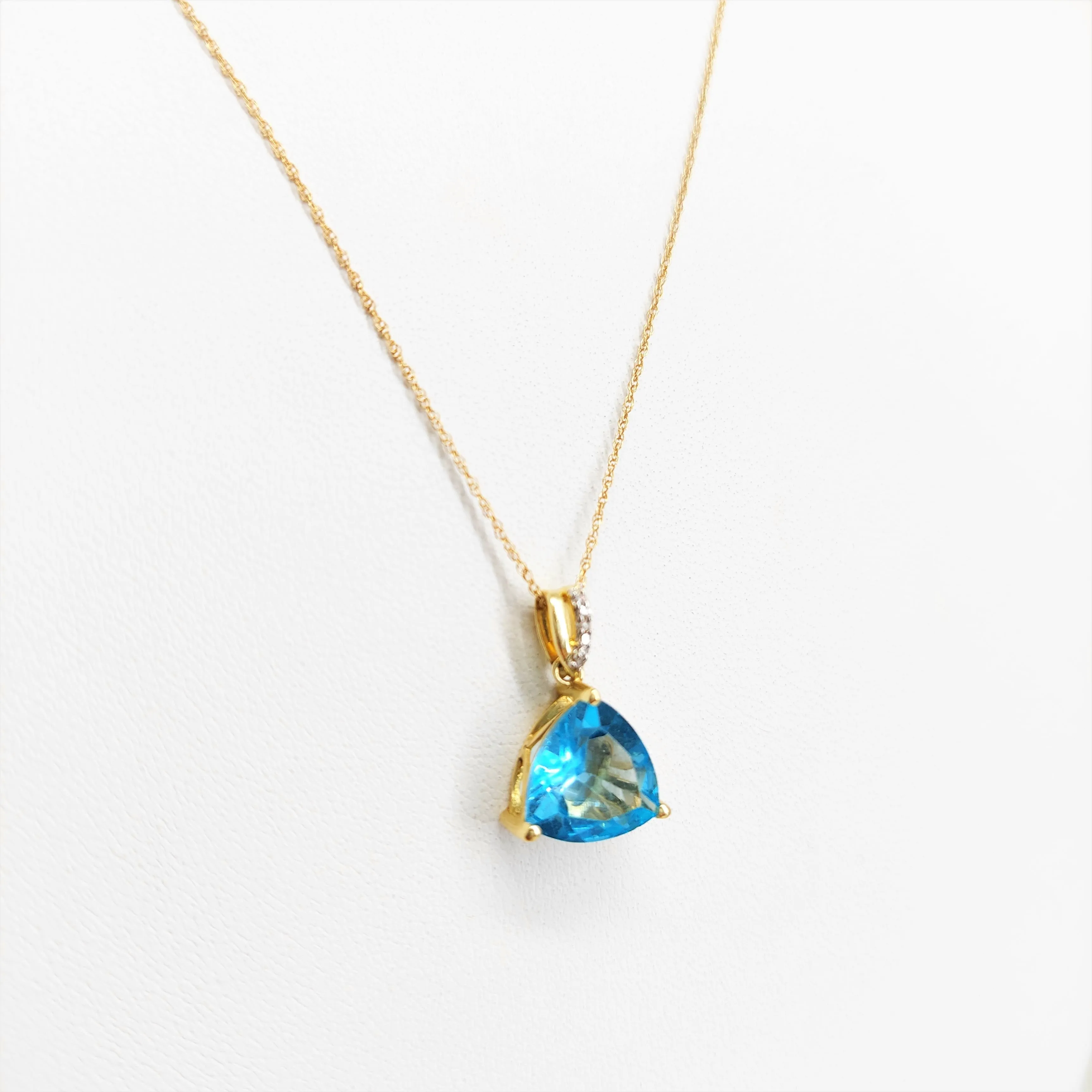 "Simply Caribbean" Pendant Necklace - Blue Topaz, Diamonds, 14k Gold