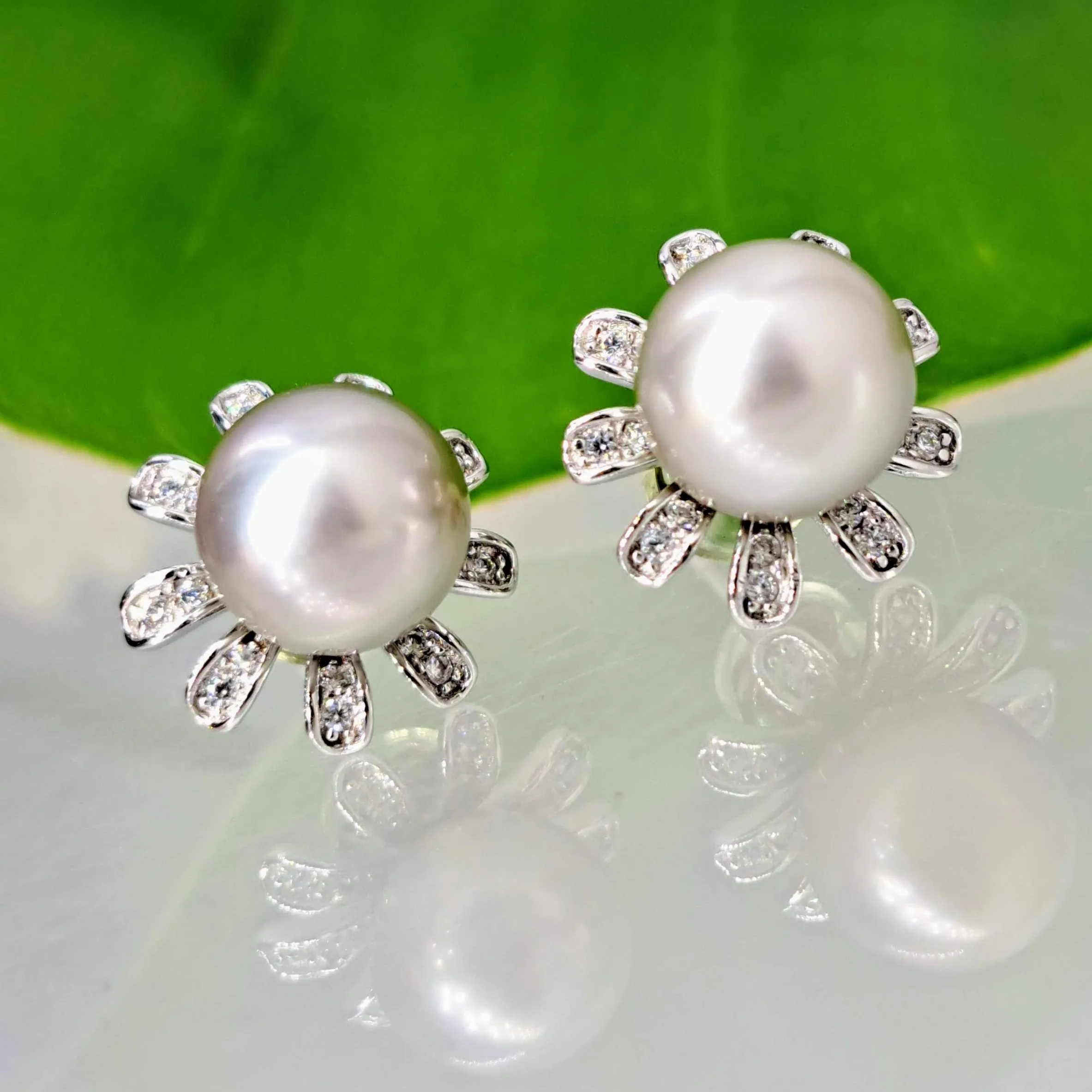 "Super Blooms" 0.5" Earrings - Tahitian Pearl, Topaz, Anti-Tarnish Sterling
