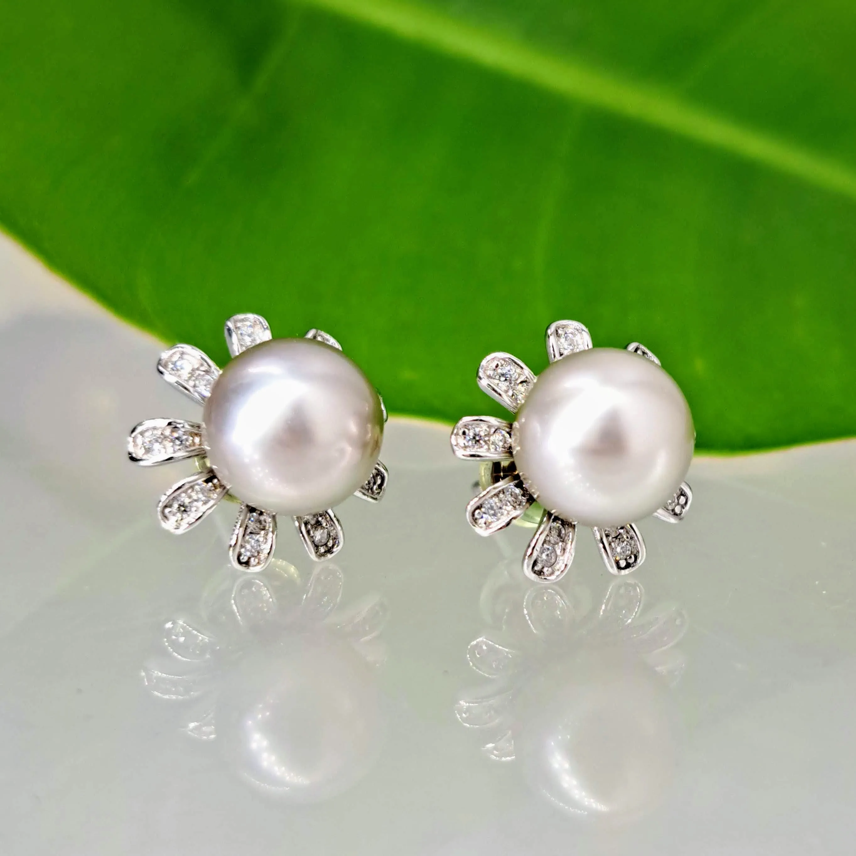 "Super Blooms" 0.5" Earrings - Tahitian Pearl, Topaz, Anti-Tarnish Sterling