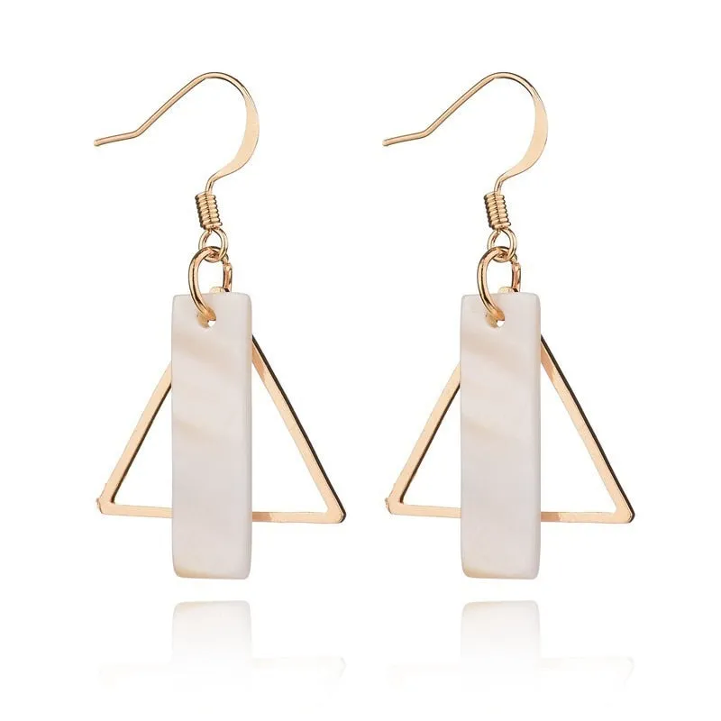 Rectangle Round Gold Korean Earrings