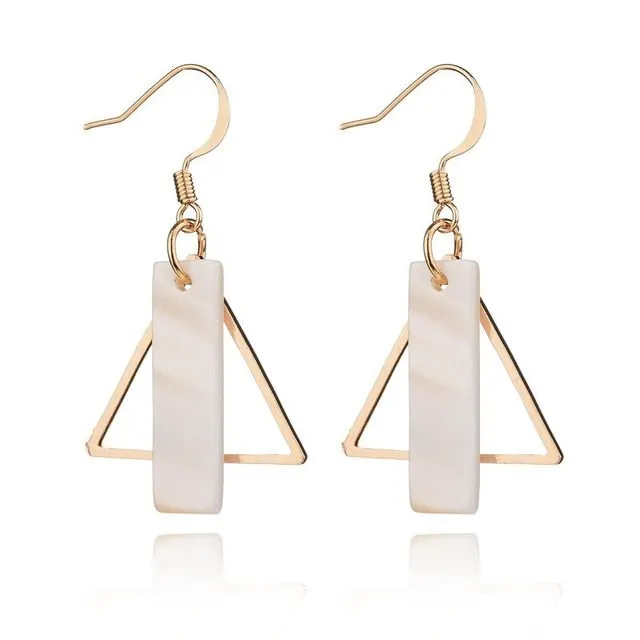Rectangle Round Gold Korean Earrings
