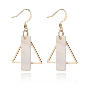 Rectangle Round Gold Korean Earrings