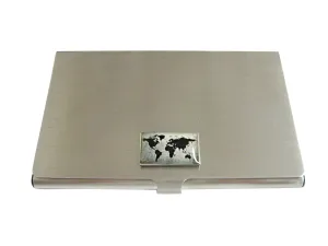Rectangular World Map Business Card Holder