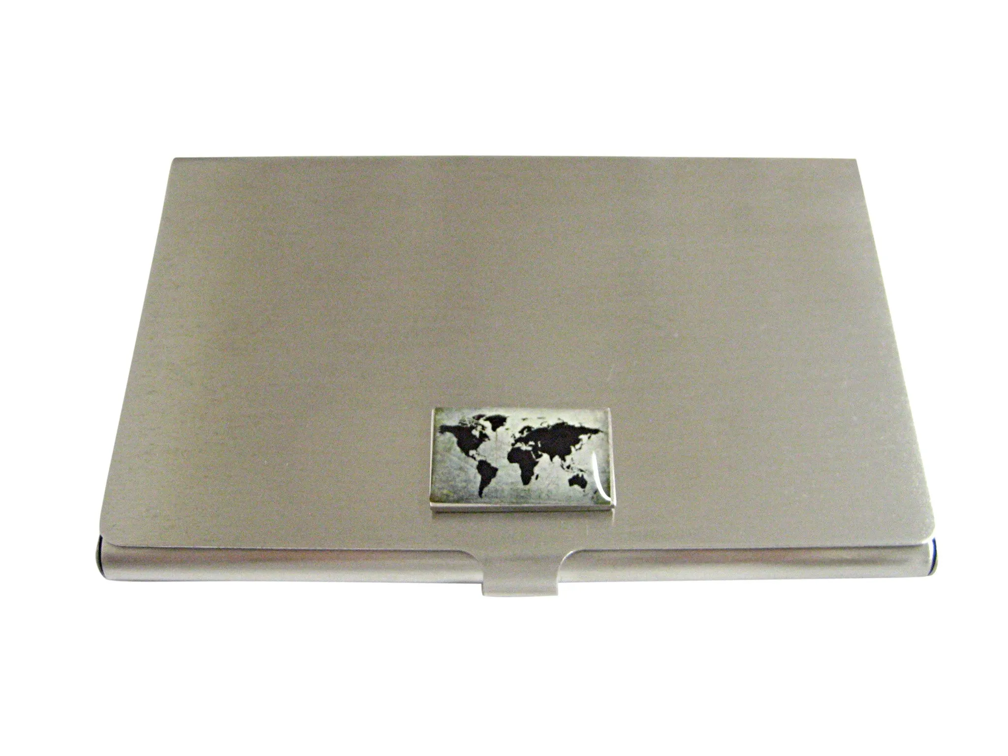 Rectangular World Map Business Card Holder