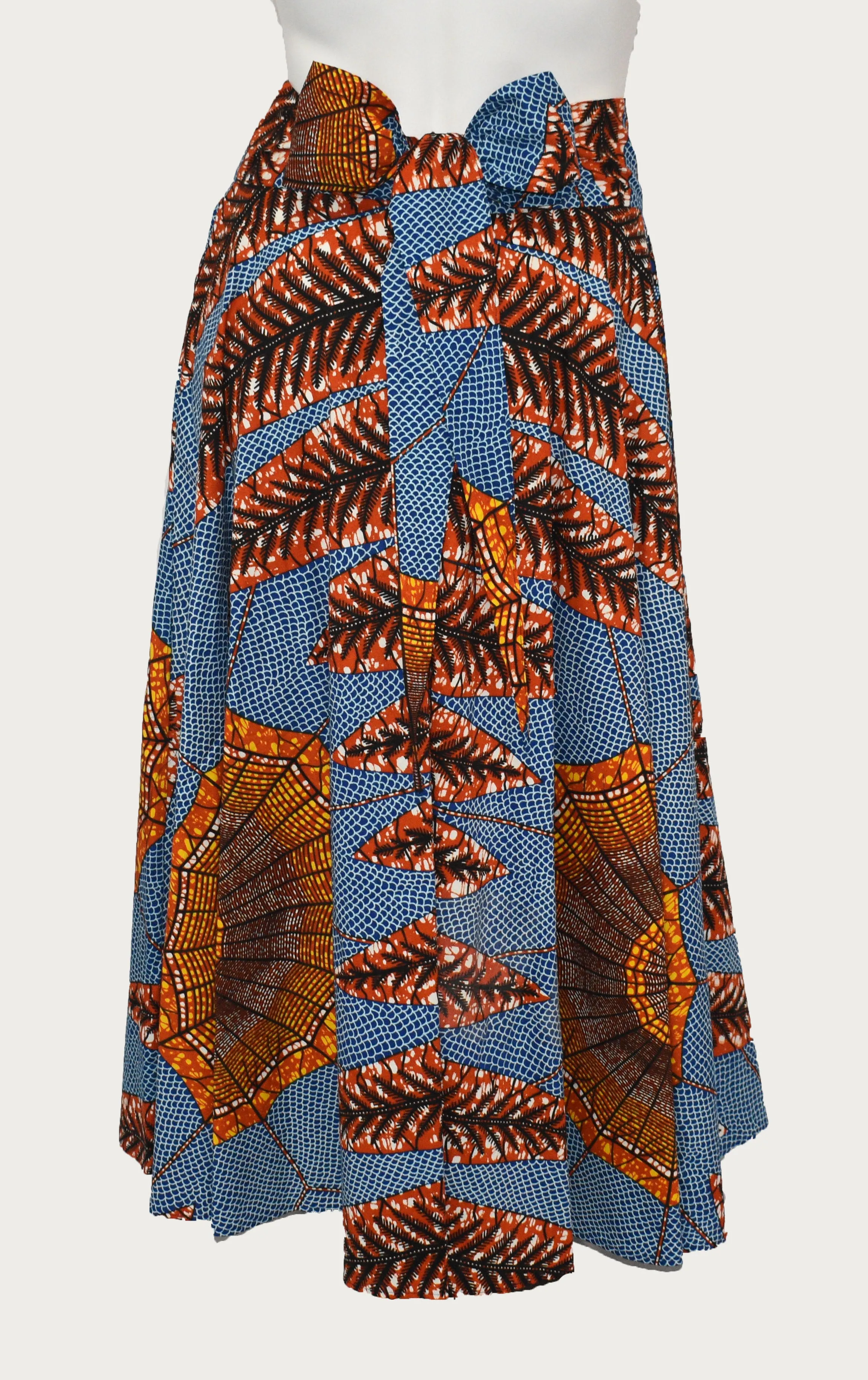 Red Leaf Design Floor Length Maxi Skirt On Dutch