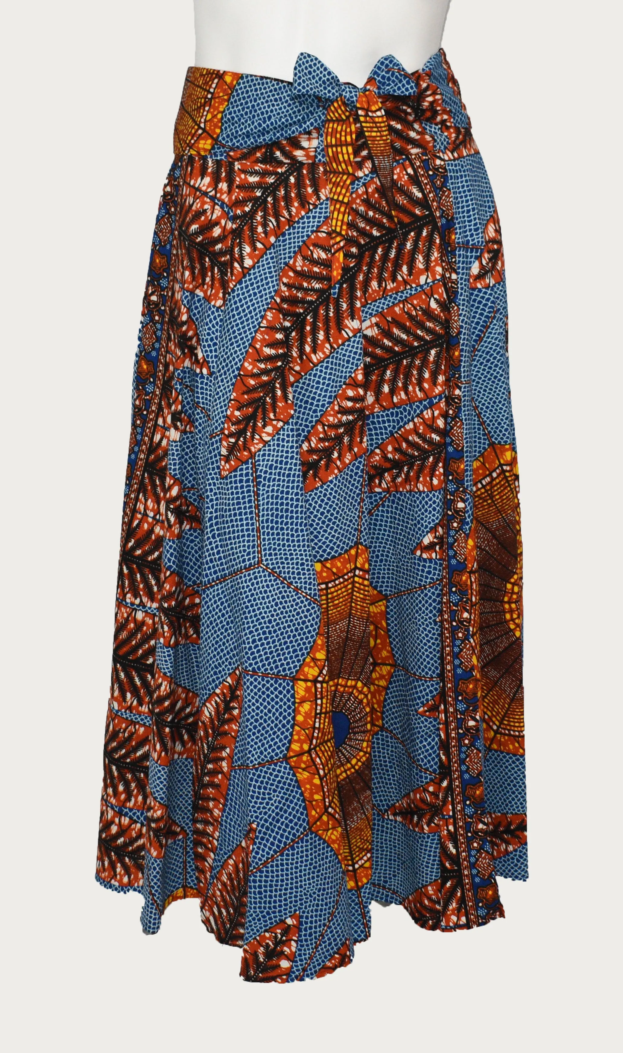 Red Leaf Design Floor Length Maxi Skirt On Dutch