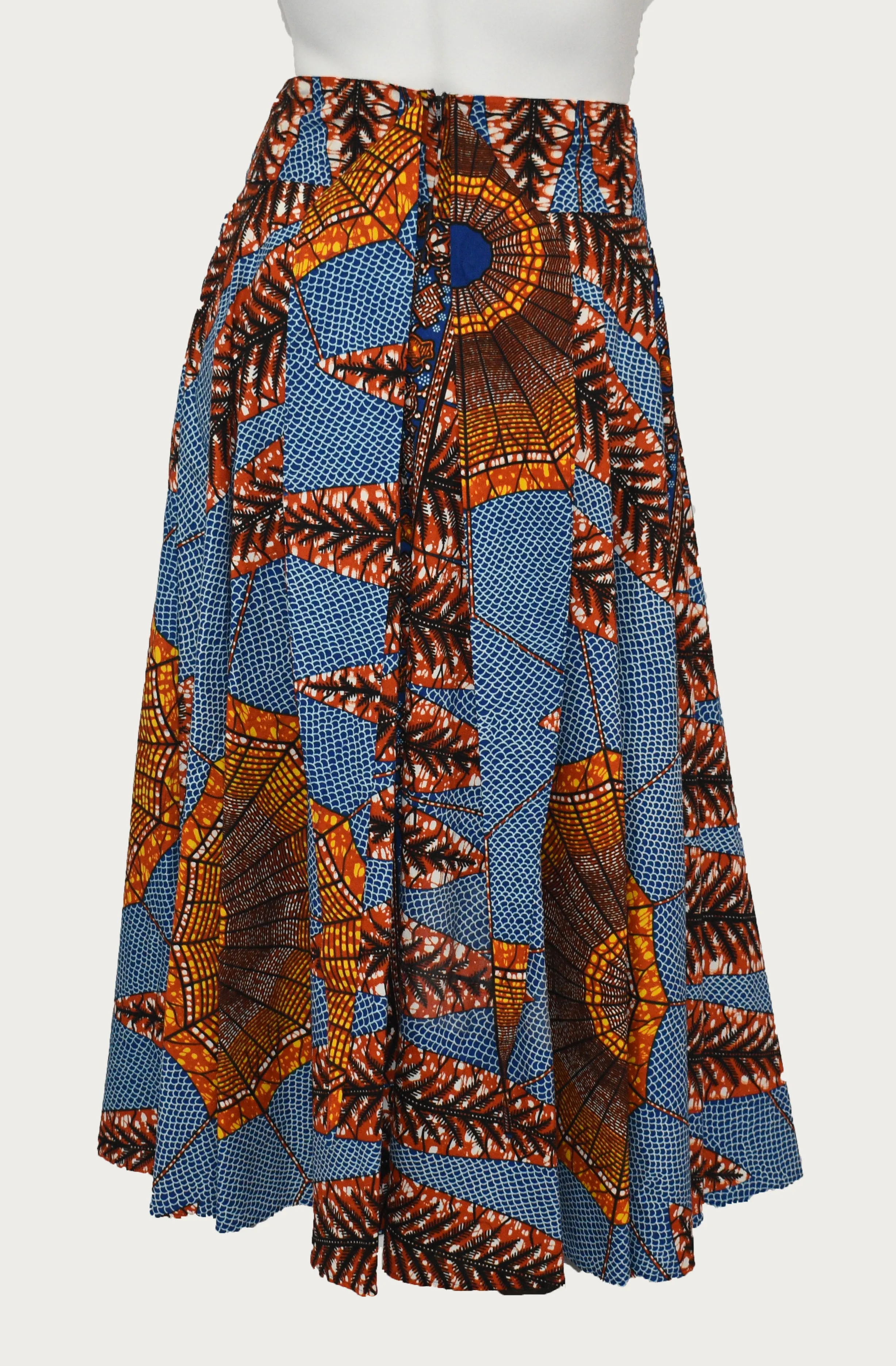 Red Leaf Design Floor Length Maxi Skirt On Dutch
