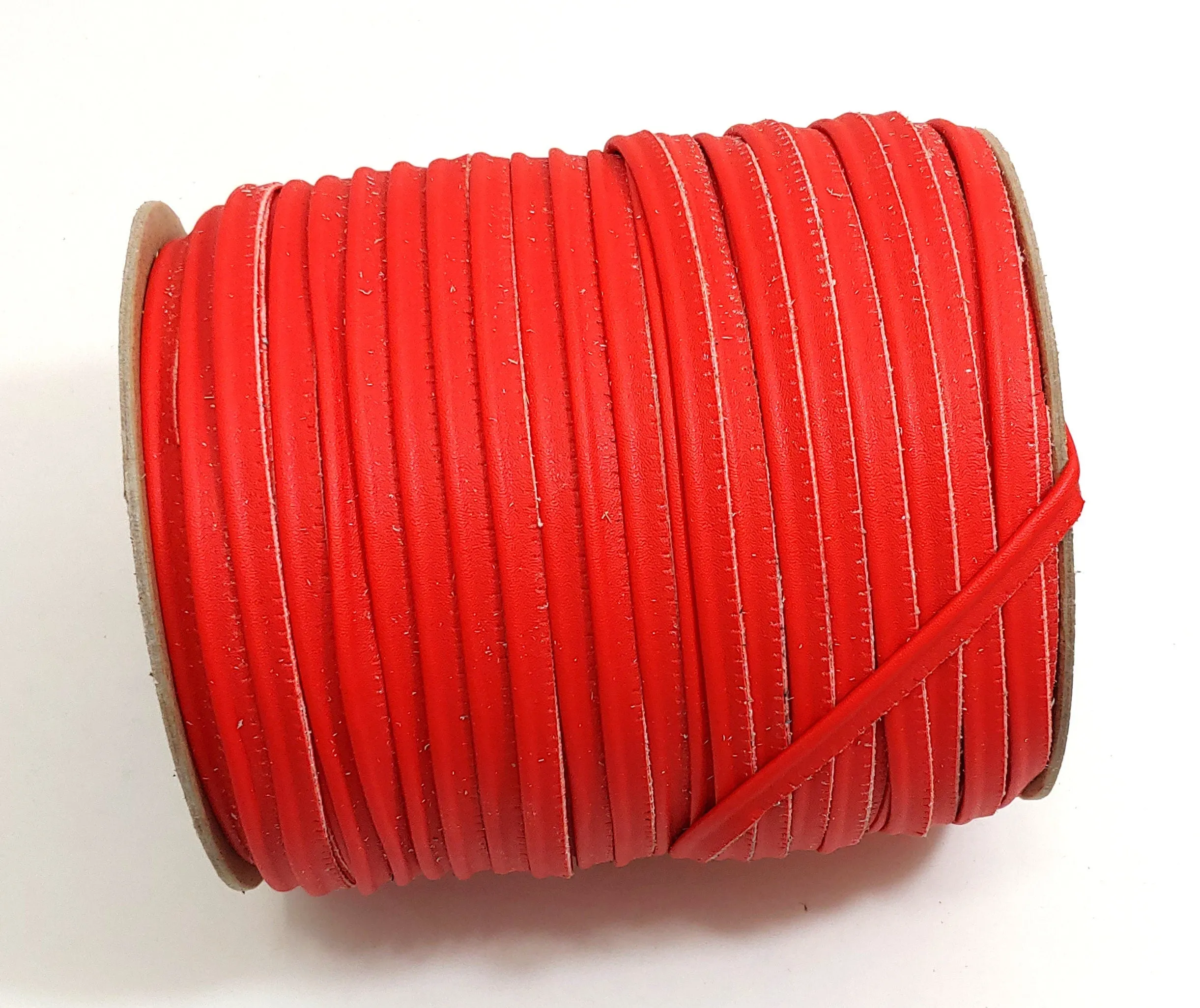 Red Soft Stretch Vinyl Cord Piping  5/16" (5 yds) 2095XVSS thin piping; narrow piping; vegan; faux leather