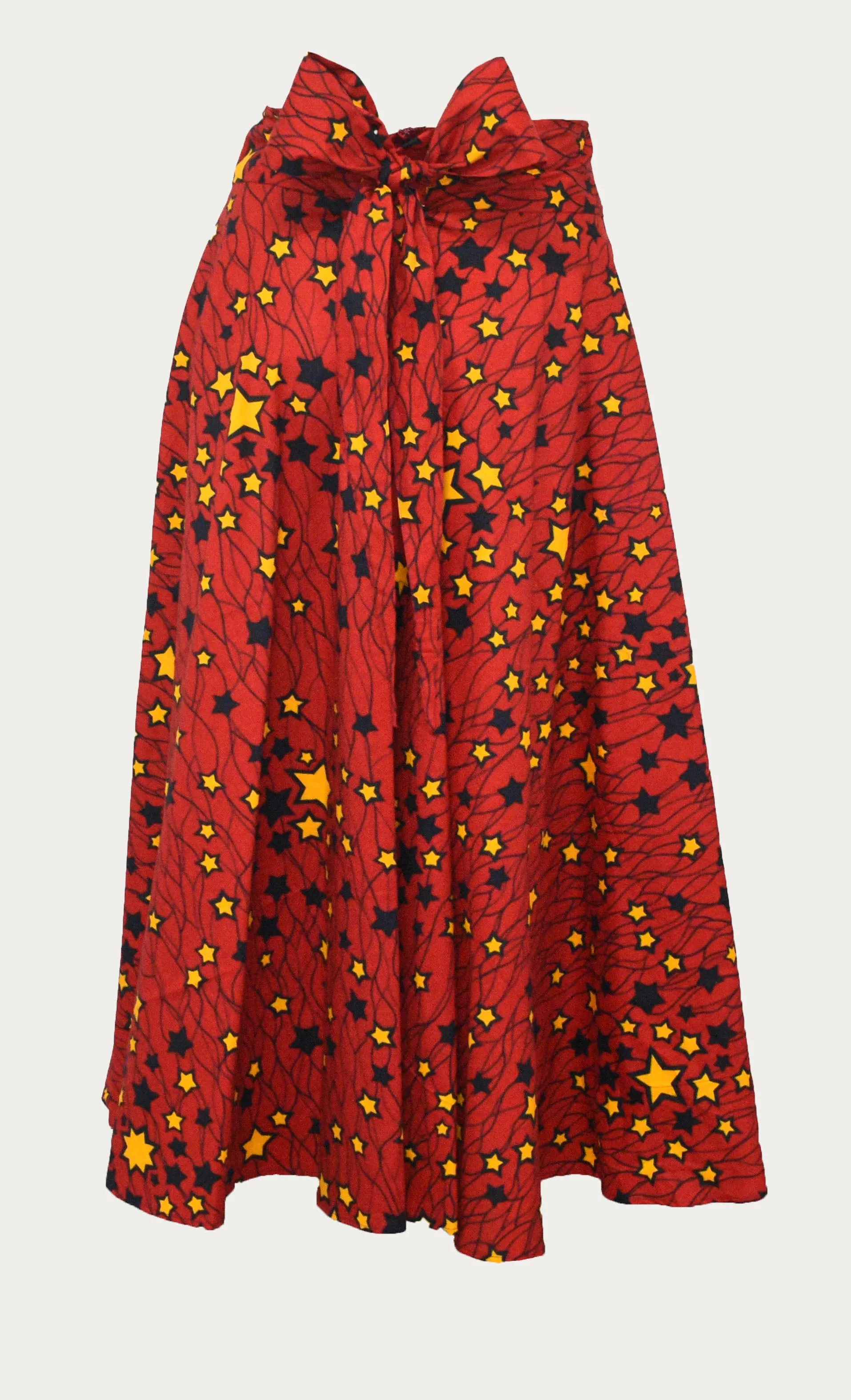 Red Super Dutch Hollandais Fabric Floor Length Maxi Skirt