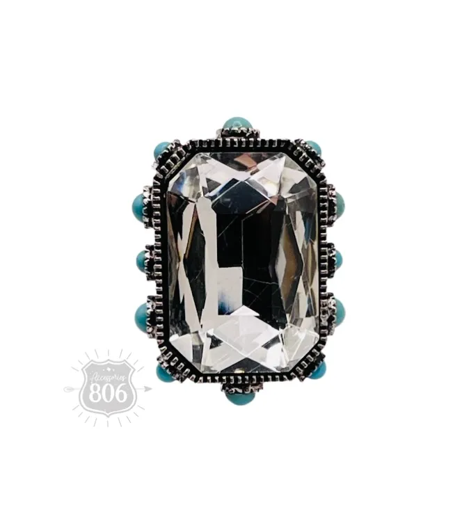 Rhinestone octagon ring: Clear
