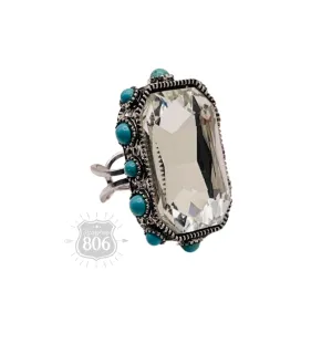 Rhinestone octagon ring: Clear