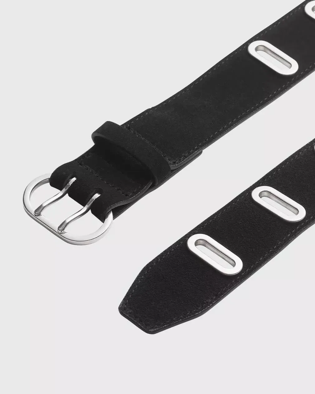 River Studded Belt in black suede