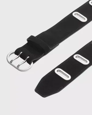 River Studded Belt in black suede