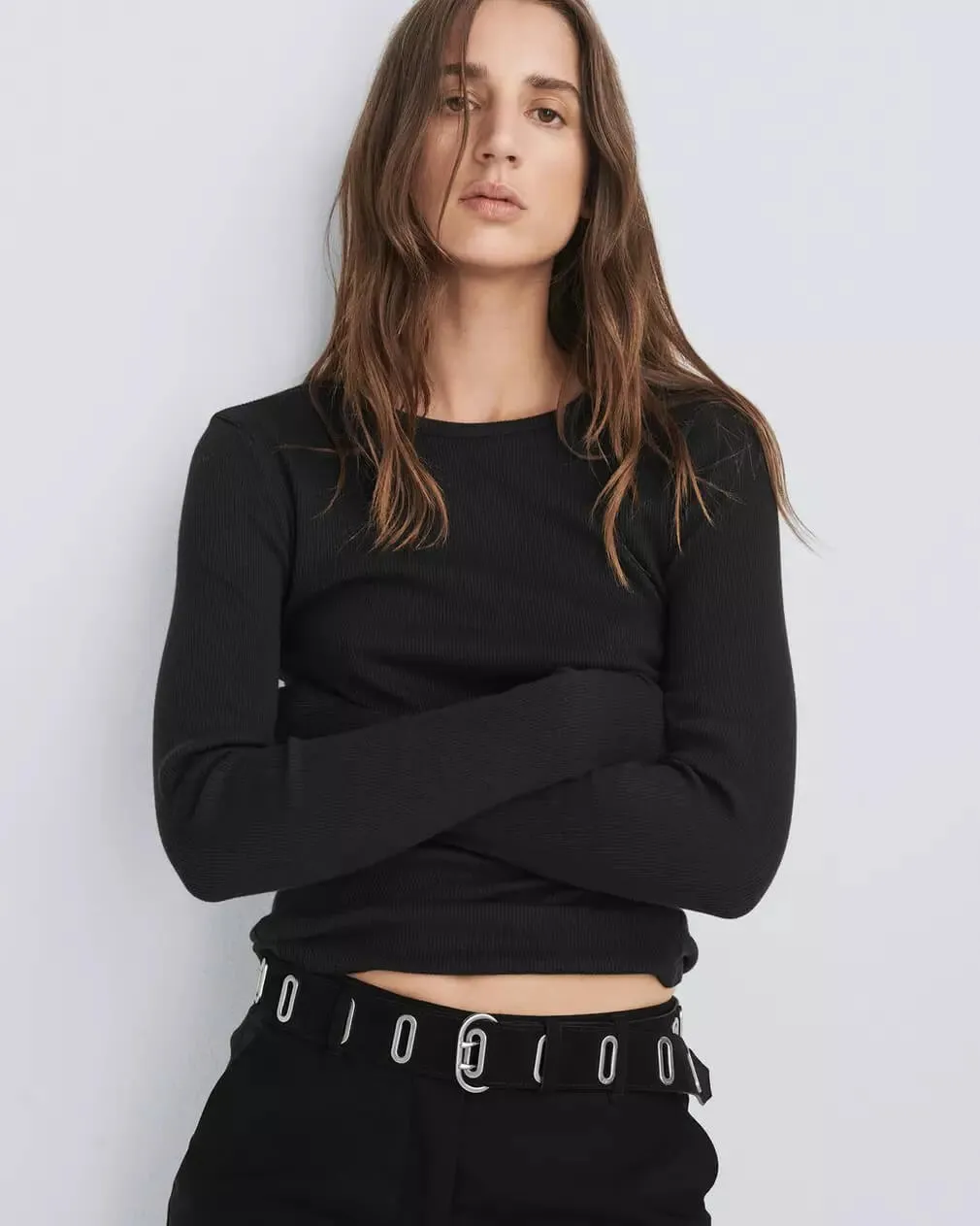 River Studded Belt in black suede
