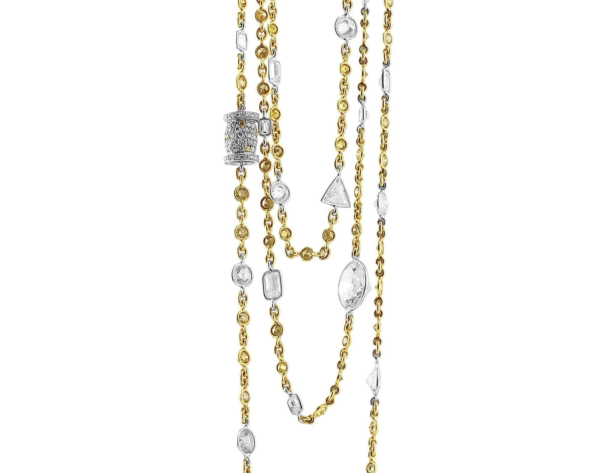 Rivière 18K Gold 40.19ctw Multicolored Diamond Necklace