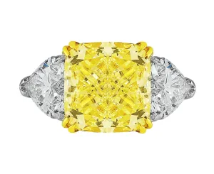 Rivière 18k White Yellow Gold 5ct Fancy Yellow Diamond Ring