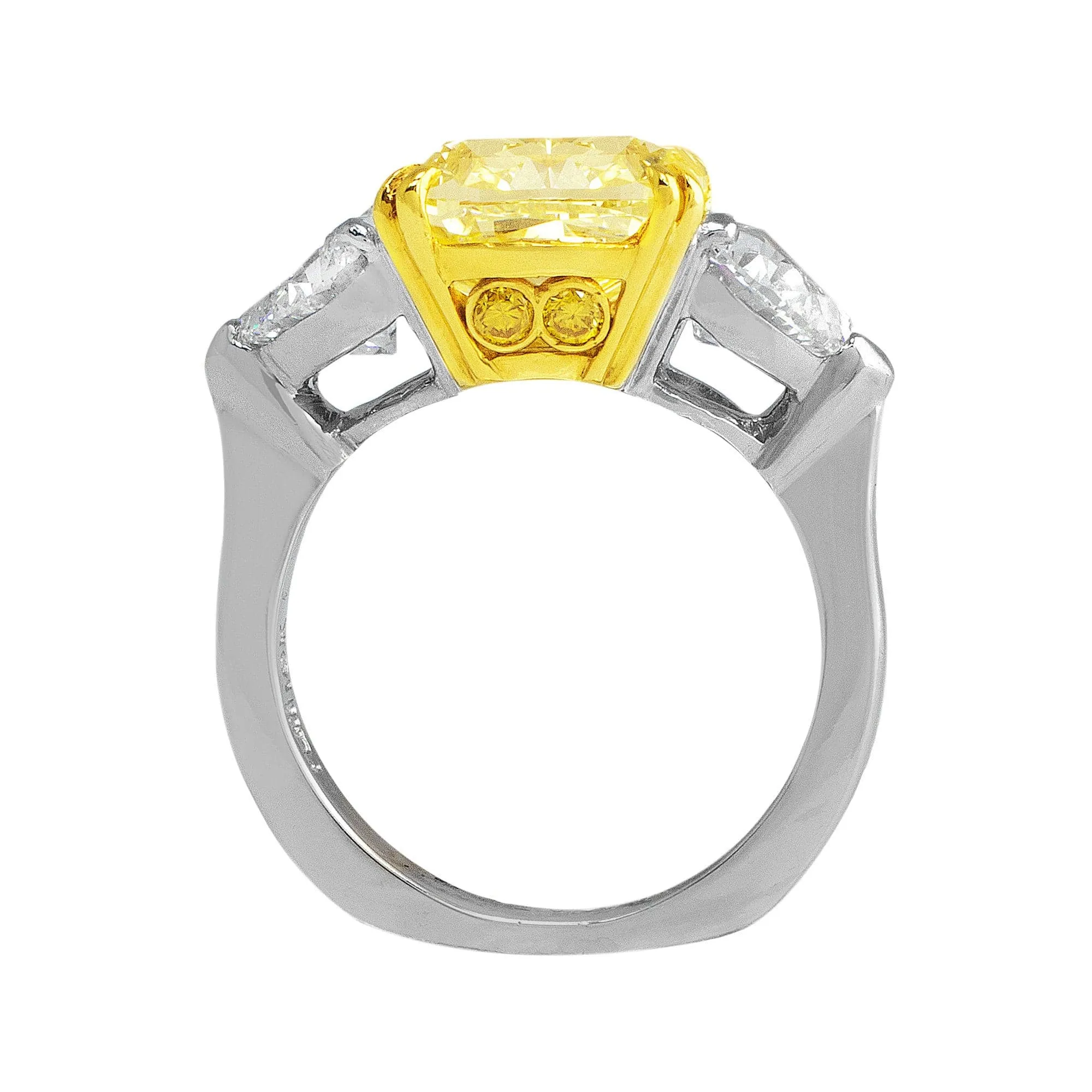 Rivière 18k White Yellow Gold 5ct Fancy Yellow Diamond Ring