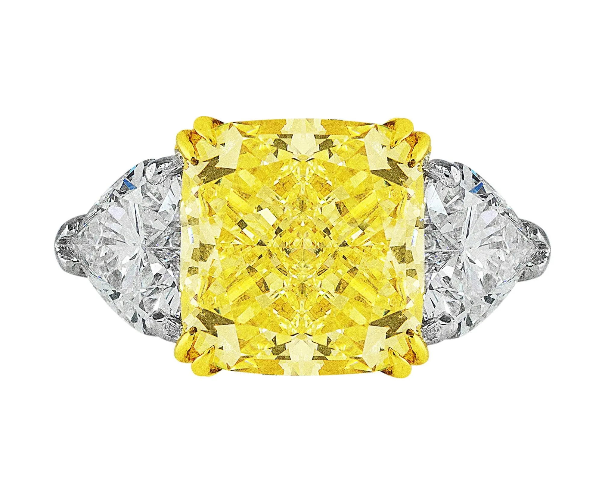 Rivière 18k White Yellow Gold 5ct Fancy Yellow Diamond Ring