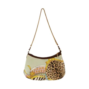 Roberto Cavalli Blue Animal Print Chain Shoulder Bag