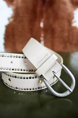 Rodeo Star Studded Belt • Cream - FINAL SALE