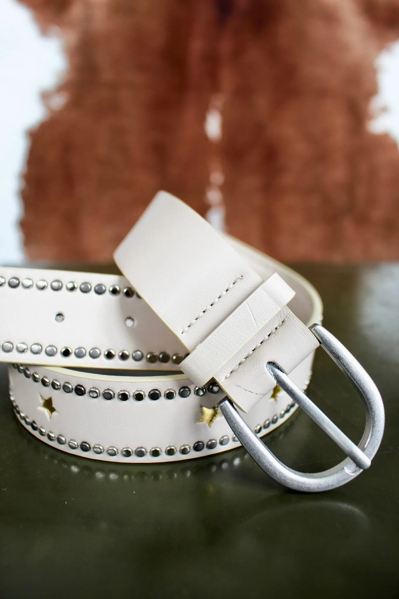 Rodeo Star Studded Belt • Cream - FINAL SALE