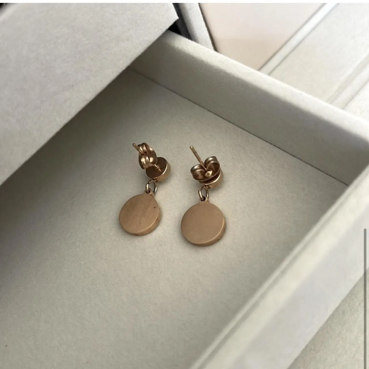 Roman Numerals Gold-Plated Stainless Steel Stud Earrings with CZ-Studded Hanging Black Center