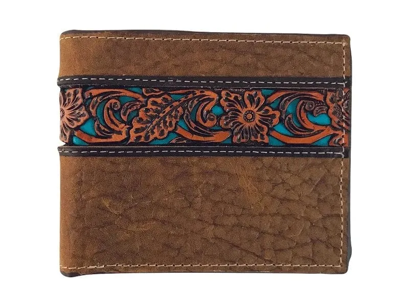 Roper Bi-Fold Wallet - Tooled Leather Tan 8150100