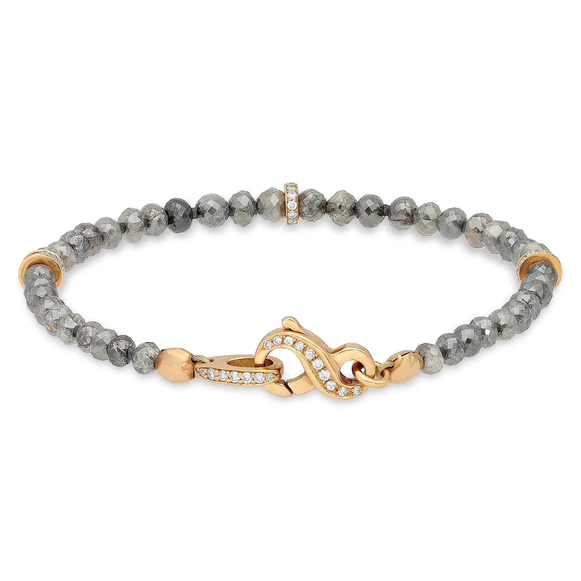 Rose Gold & Fancy Grey Diamond Beaded Bracelet - 21.53 Carat