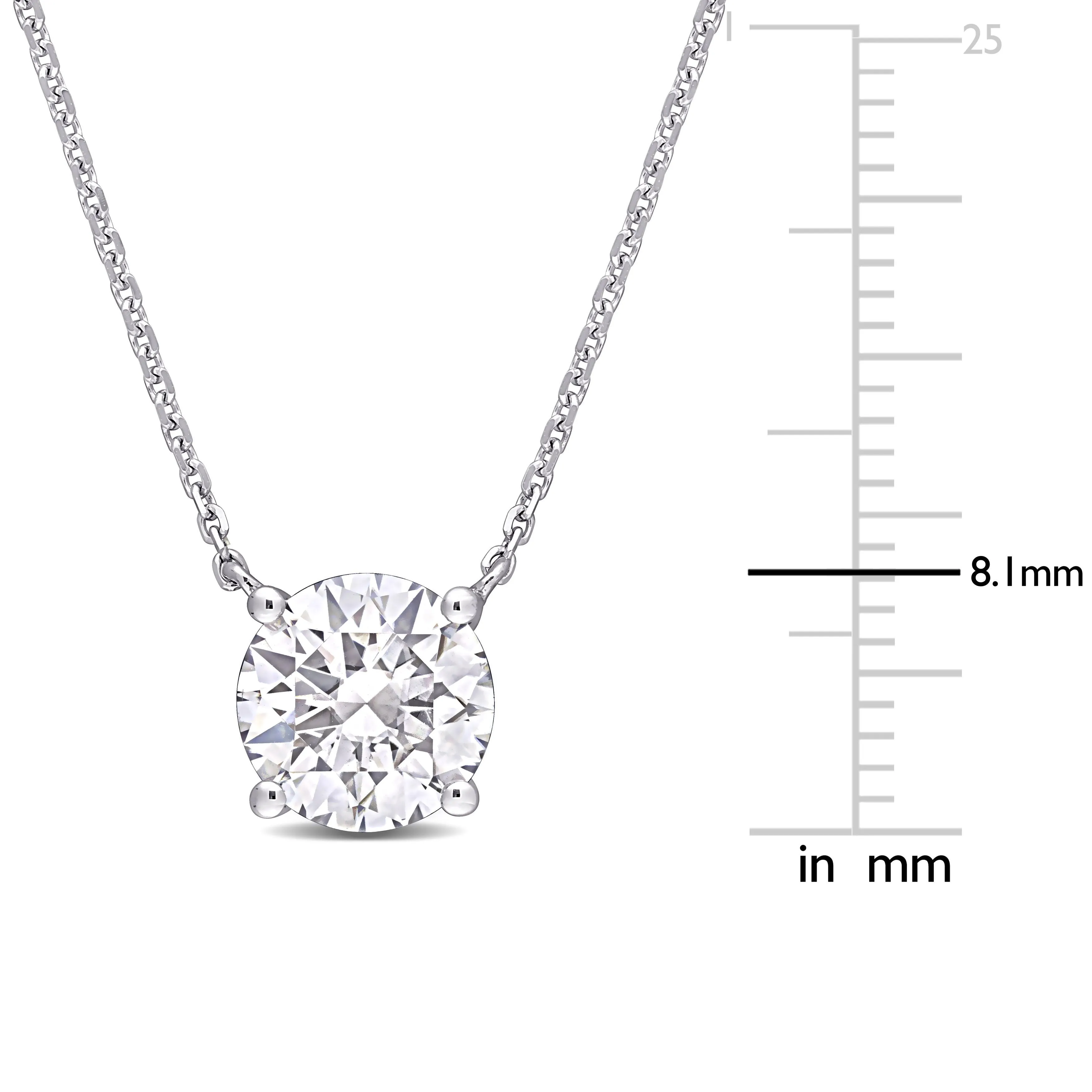Round Moissanite 14K White Gold Pendant With Chain