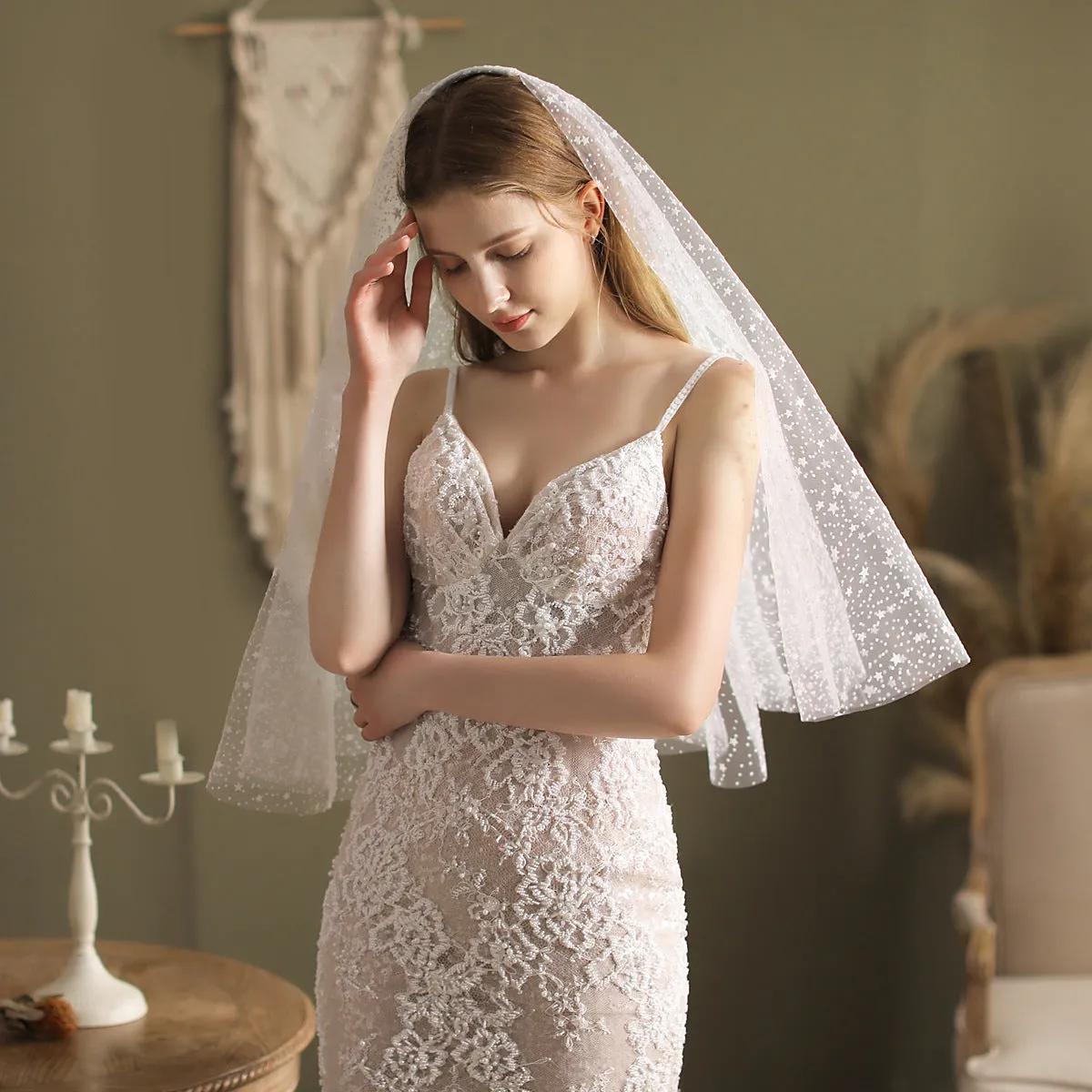 Roycebridal Shiny Start Veil Waist Length
