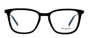 Saint Laurent SL 479O 1 Square Plastic Black Eyeglasses with Logo Stamped Demo Lenses