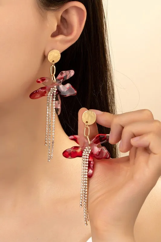 Saki Flower Rhinestone Earrings (3 Colors!) FINAL SALE