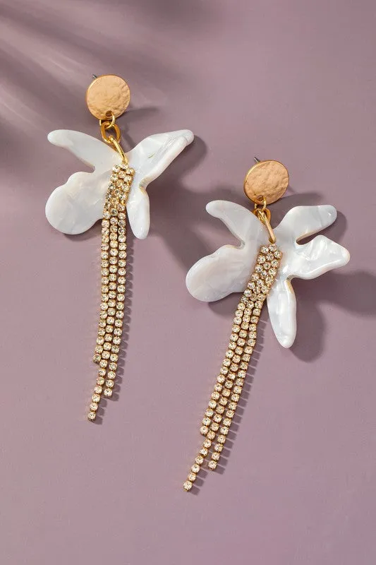 Saki Flower Rhinestone Earrings (3 Colors!) FINAL SALE