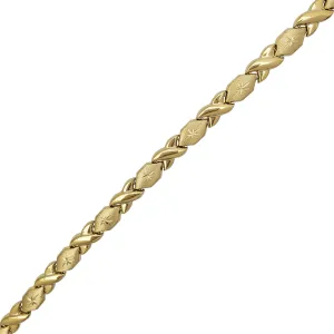 Sandblast & Polished XOXO Fancy Necklace (14K)