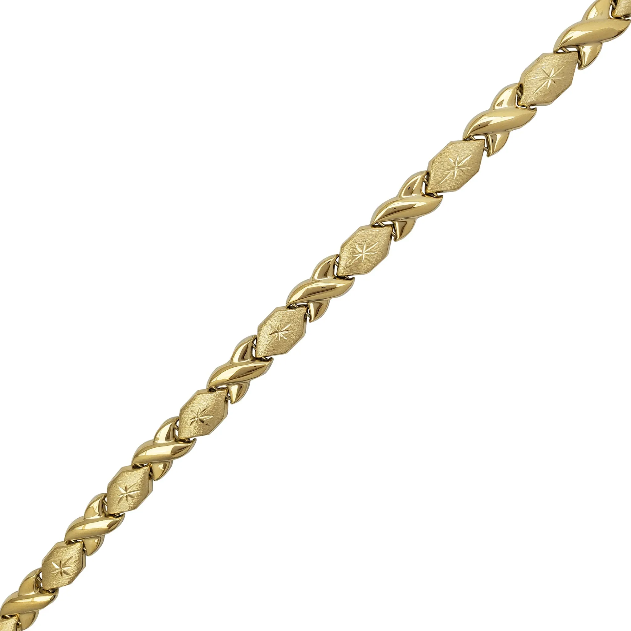 Sandblast & Polished XOXO Fancy Necklace (14K)