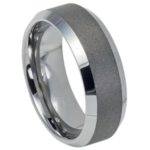 Sandblasted Finish Center Shiny Beveled Edge - 8mm
