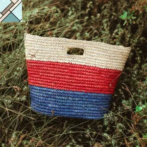 Sayan Raffia Tote Bag, in Red & Blue by BrunnaCo