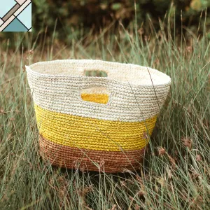 Sayan Raffia Tote Bag, in Yellow & Beige by BrunnaCo