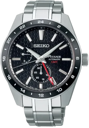 Seiko Presage Sharp Edge Series Mechanical Automatic GMT Black Dial SPB221
