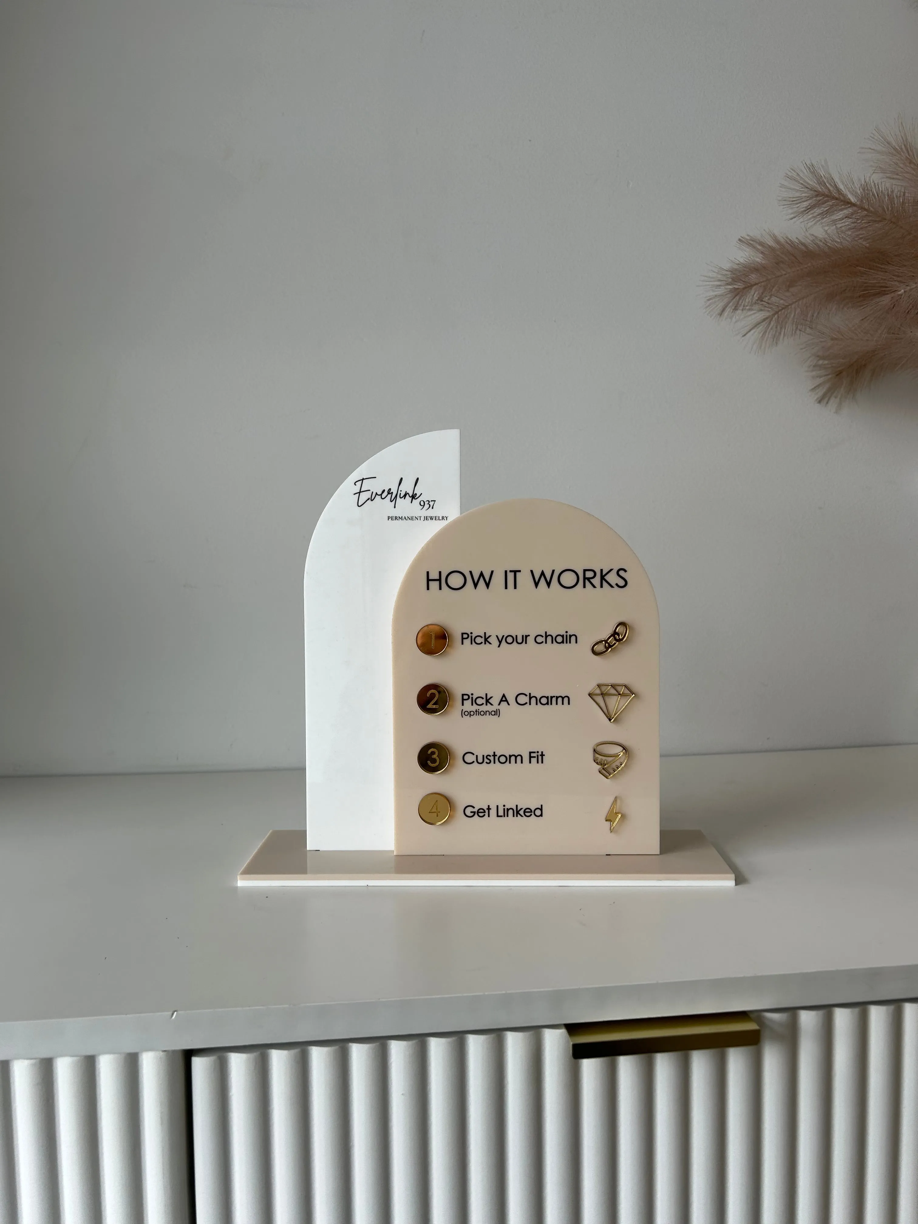 Semi   Arched How it Works Sign   Logo (Permanent Jewelry)