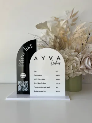 Semi   Arched Pricelist Sign   1 optional QR code