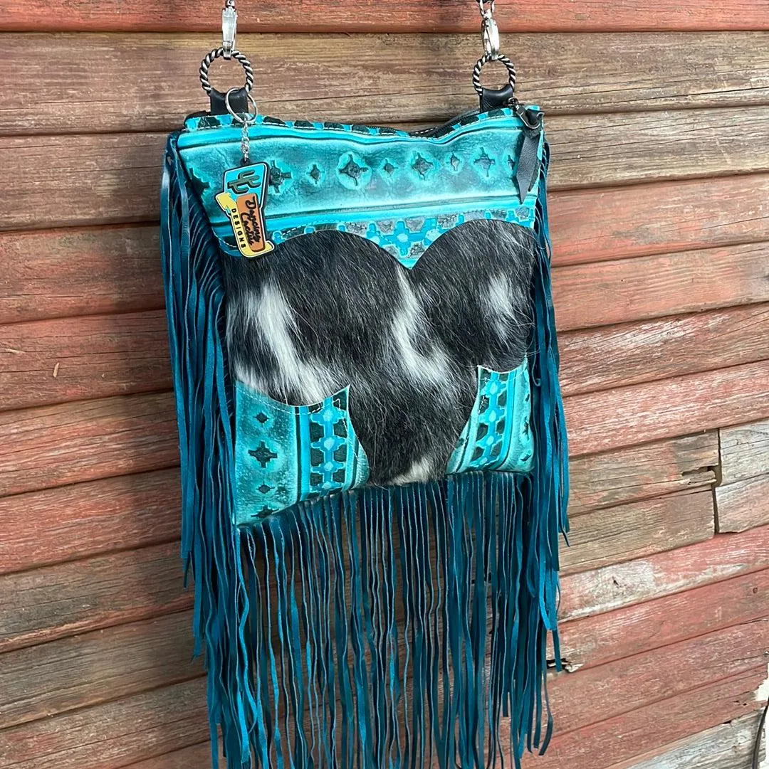 Shania - Black & White w/ Turquoise Matrix Navajo