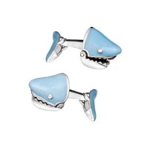 Shark Moving Jaw  Sterling Cufflinks