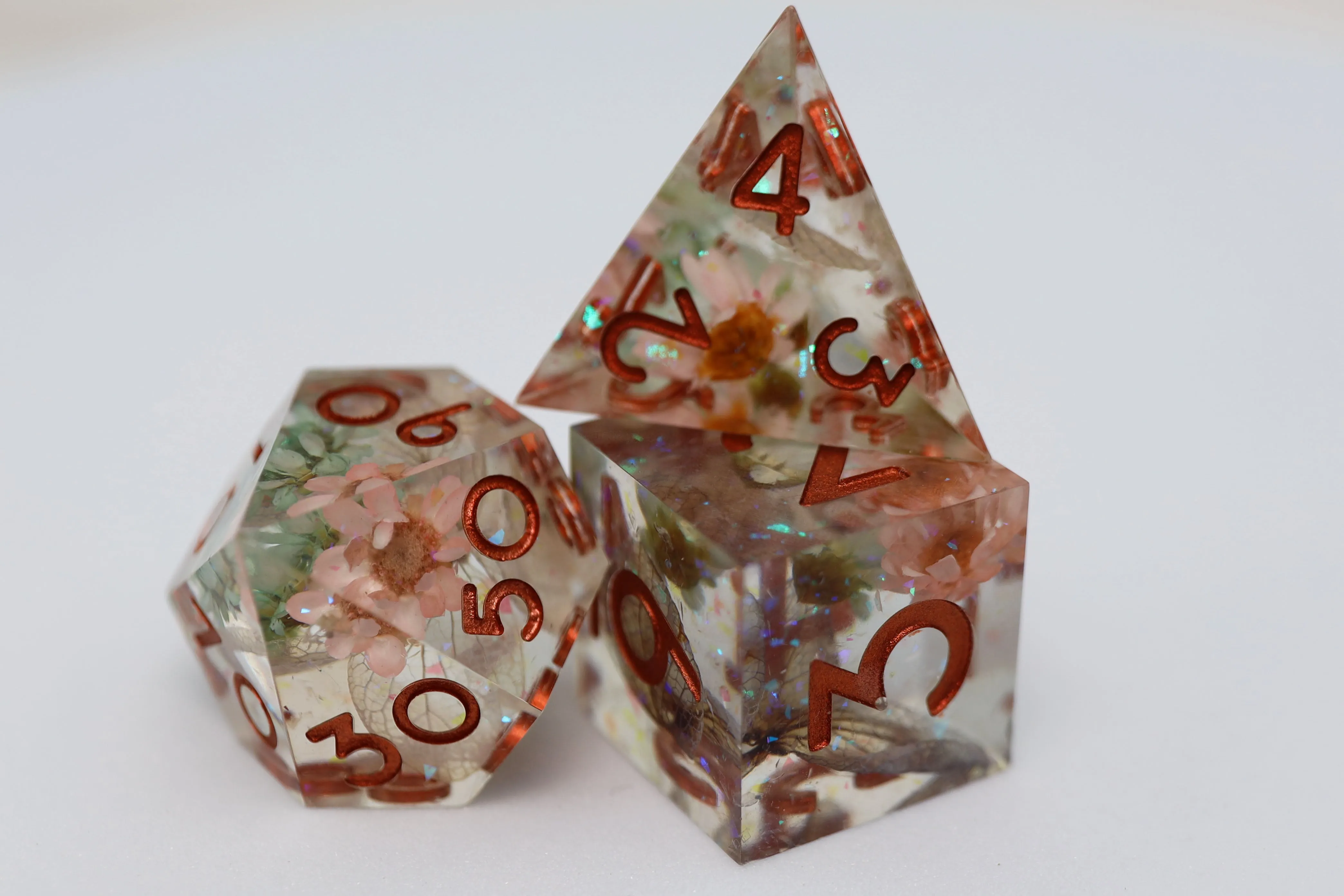 Sharp Edge Resin RPG Dice Set - Beautiful Blossom