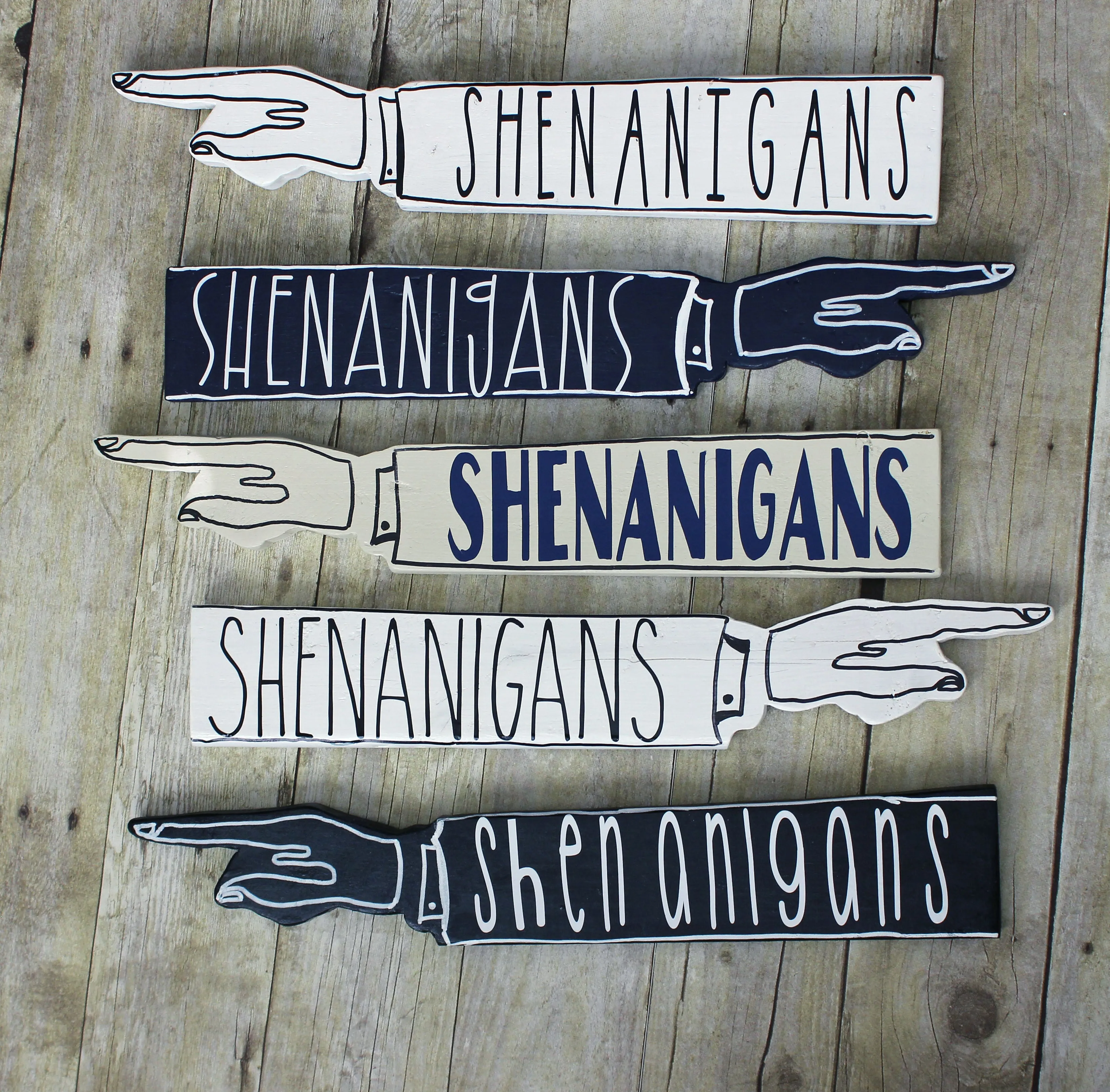 shenanigans wooden pointy sign