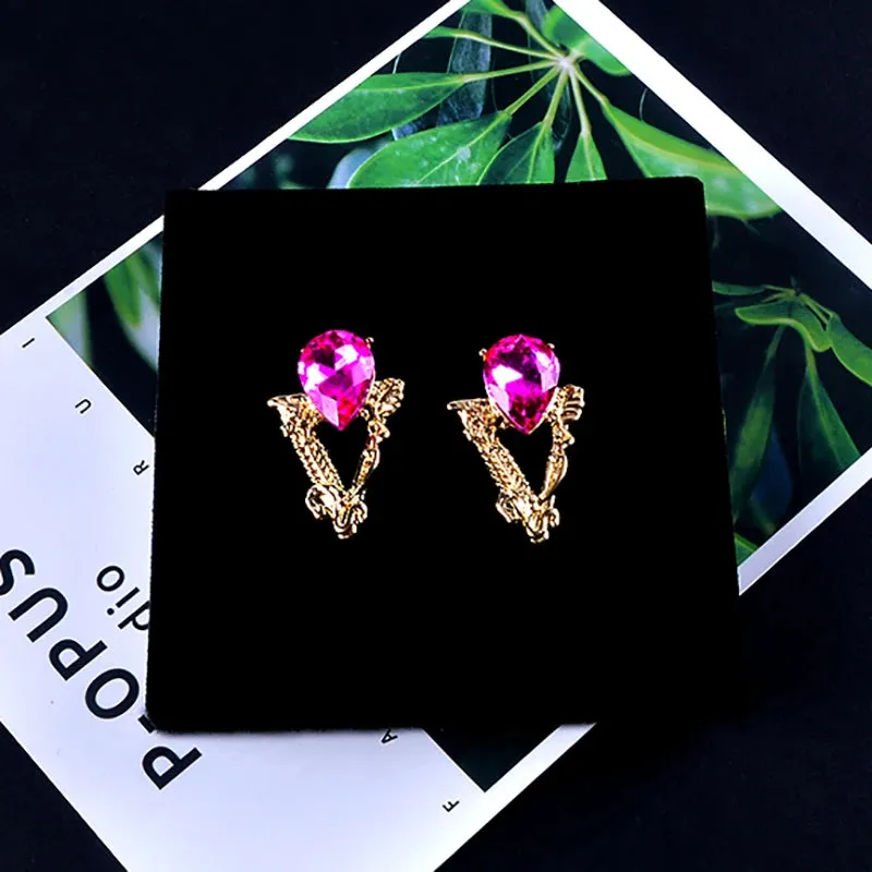 Shiny Big Blue Crystal Earrings