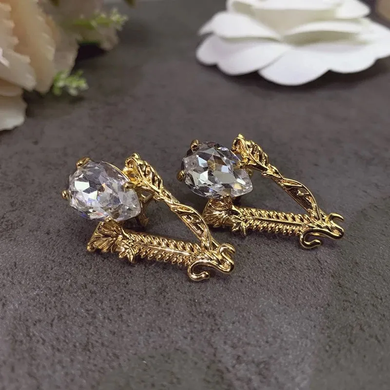 Shiny Big Blue Crystal Earrings