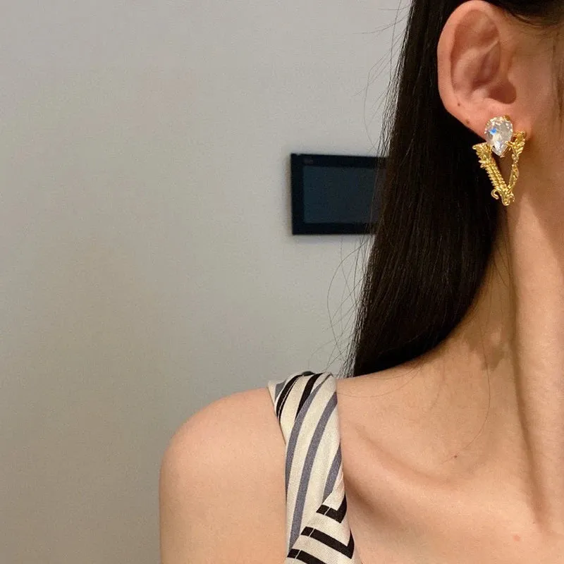 Shiny Big Blue Crystal Earrings